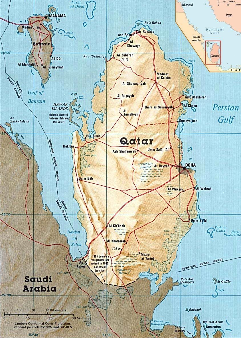 ನಕ್ಷೆ of qatar ದ್ವೀಪಗಳು