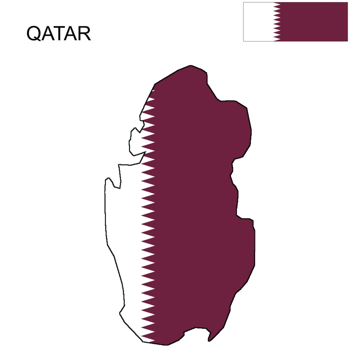 ನಕ್ಷೆ of qatar ಧ್ವಜ