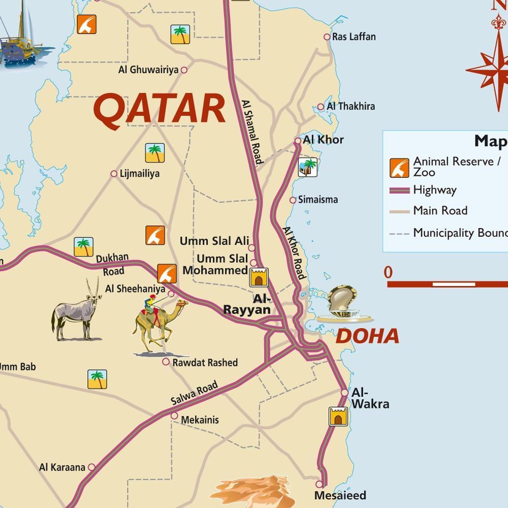ನಕ್ಷೆ of qatar ಪ್ರವಾಸಿ