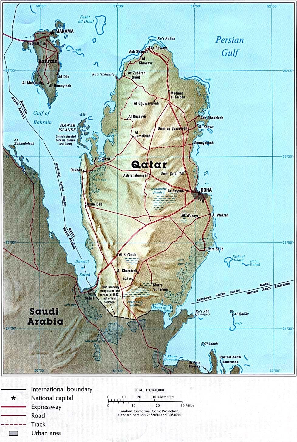 ನಕ್ಷೆ of qatar ರಸ್ತೆ