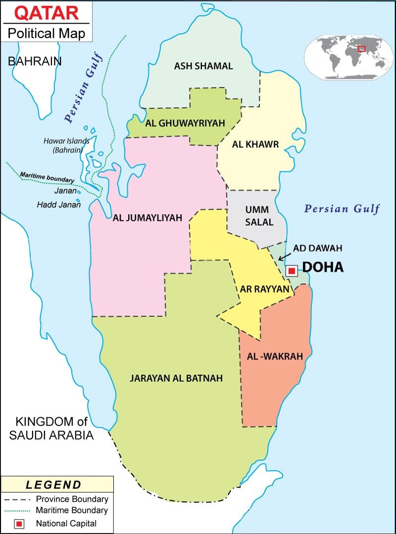 ನಕ್ಷೆ of qatar ಪ್ರದೇಶ