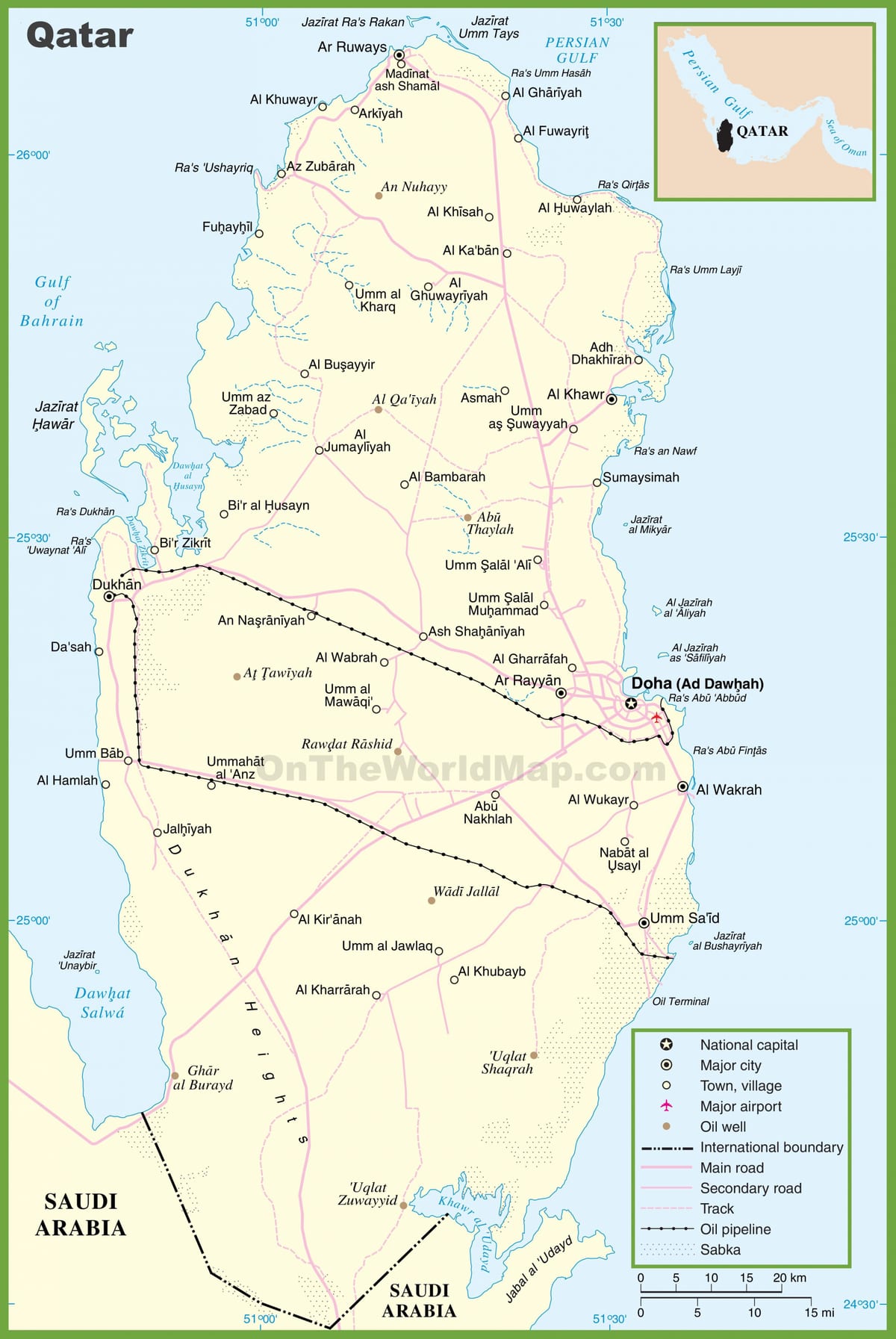 ನಕ್ಷೆ of qatar ವಿವರವಾದ