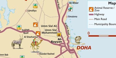 ನಕ್ಷೆ of qatar ಪ್ರವಾಸಿ